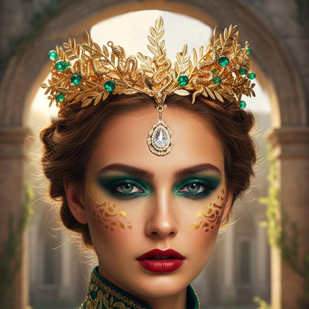 Kilshye Fascia per capelli con foglie color oro, serpente, festival, foglie, accessorio per capelli da donna