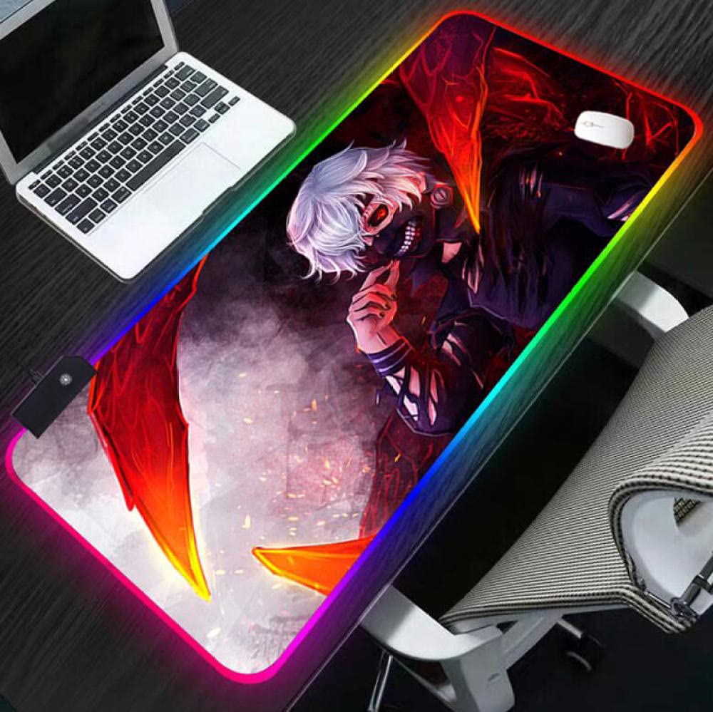 RGB Ken Kaneki Mouse Pad Gamers Decoracion Extend Game Desk Mousepad Office Professional Mouse Pad Game Keyboard Mat XL Carpet Color 1 30X60Cm