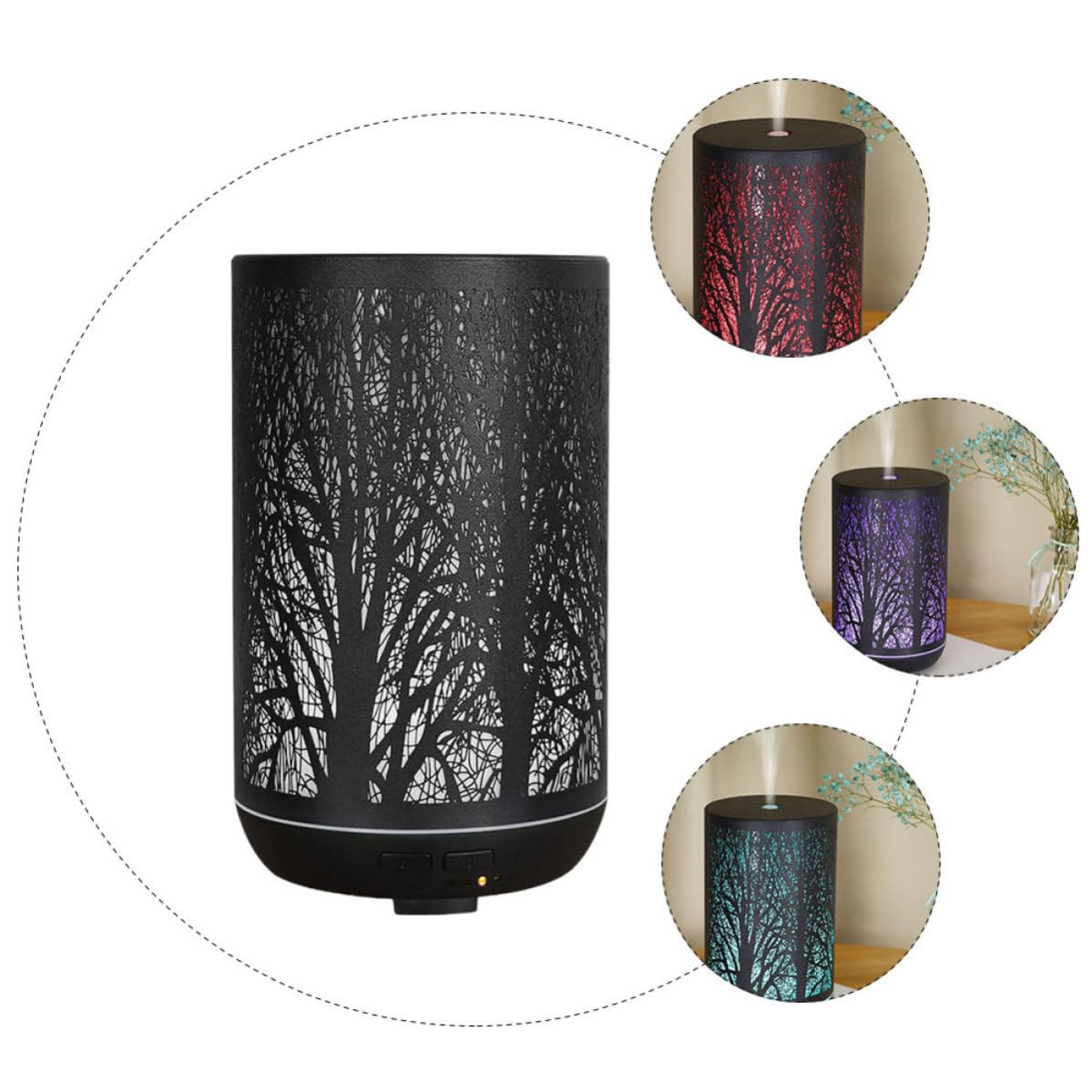 Diffusore Aromaterapia 300ml Nero in Abs e Pp per Casa | Design in Ferro, Funzionamento Silenzioso, Protezione Contro Mancanza D'acqua e Spegnimento