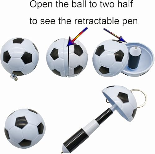 Miniatura 4 de 6 bolígrafos de pelota de fútbol, retráctiles, para equipo de fútbol, escuela, oficina, hogar, Navidad