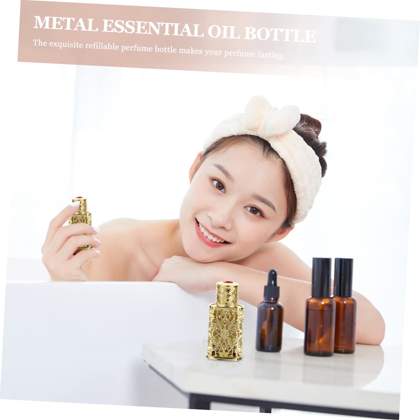 5 Piezas De Metal Botella De Aceite Esencial Oud Botella Spray Elegante Botella De Perfume Botellas De Perfume Vintage Recargable Botella De Perfume Líquido Botella De Niebla