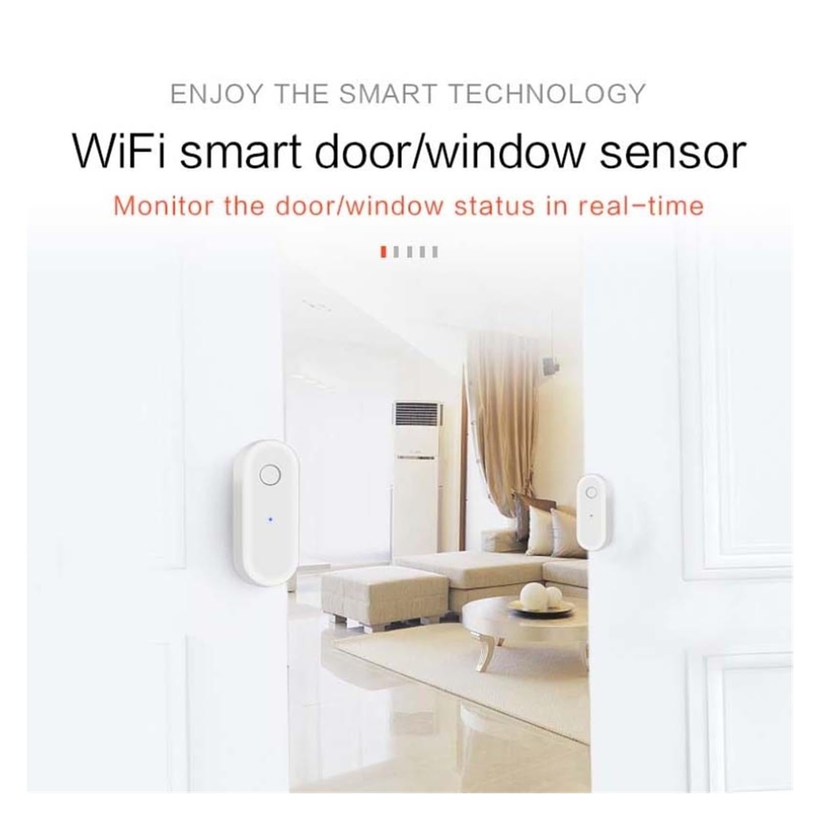 Sensor inteligente de puertas y ventanas Tuya inteligente Sensor de puerta Sensor de ventana puerta alarma magnética Detector Sensor magnético independiente funciona con Alexa para la seguridad del ho