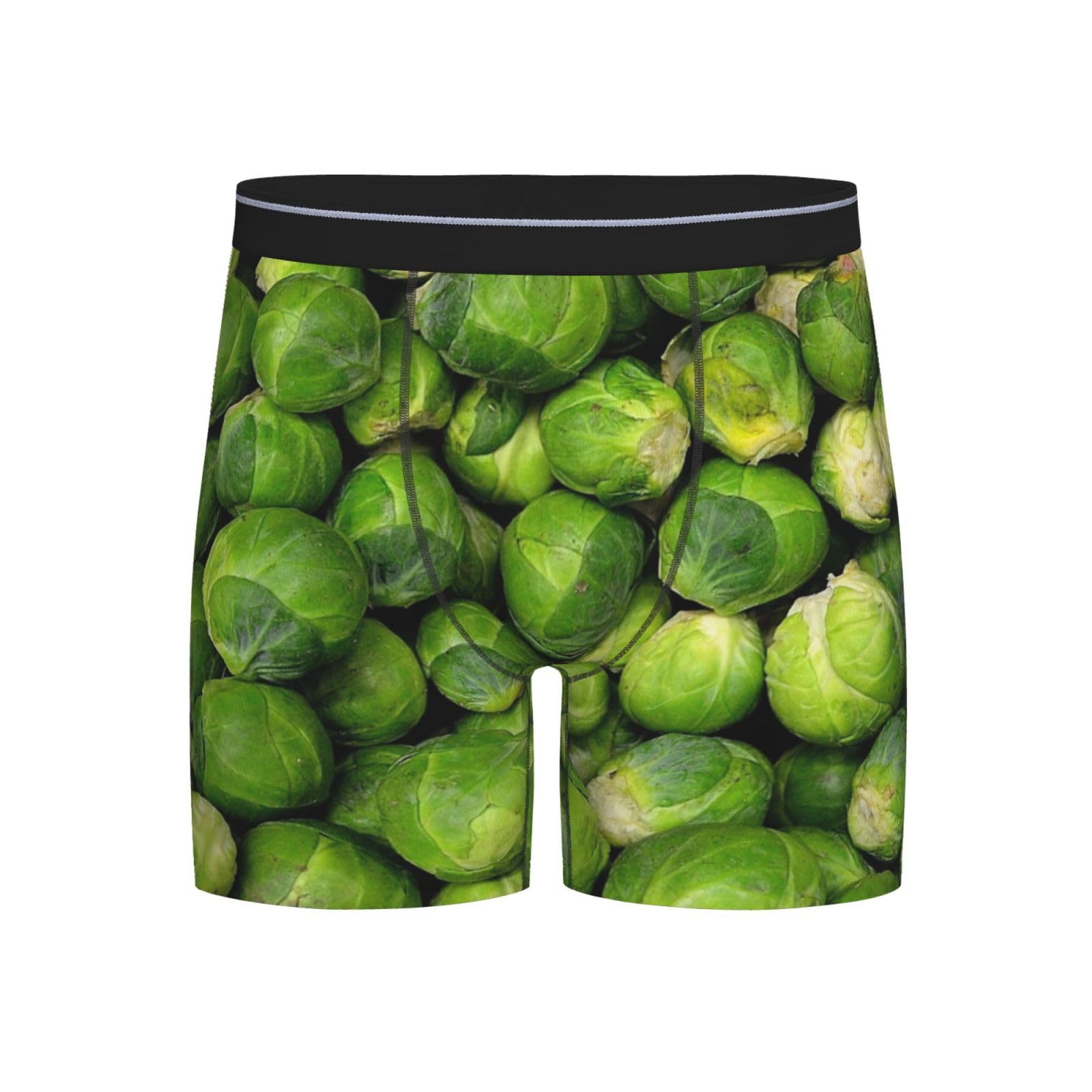 GRatka Boxer Briefs,Mens Underpants Boxer Shorts Leg Boxer Briefs Funny Novelty Underwear,Green Brussel Sprout Print