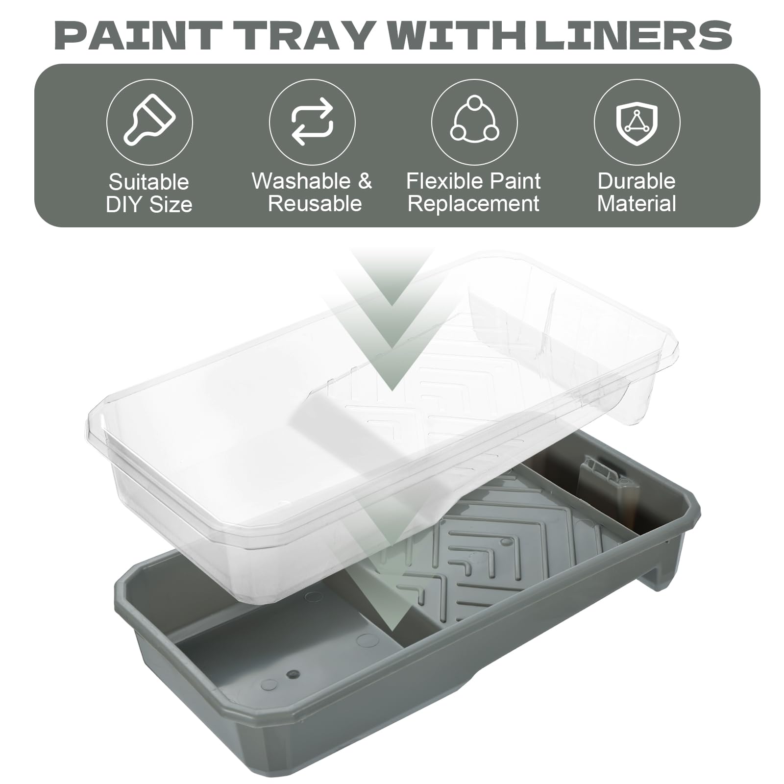 Plateau de peinture YEXEXINM en plastique transparent rectangulaire de 10,2 cm avec 20 doublures de couleur, jetable, pour peinture, arts et loisirs créatifs