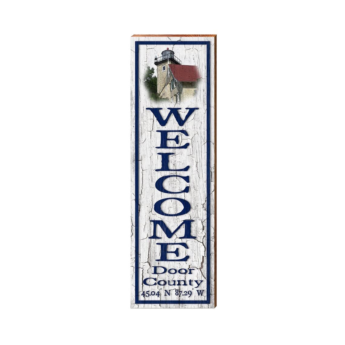 Door County Cana Island Lighthouse Wisconsin Welcome Vintage Metal Sign 16x6inch Tin Sign Plaque Poster for Garage Bar Bar Family Man Cave Wall Decor