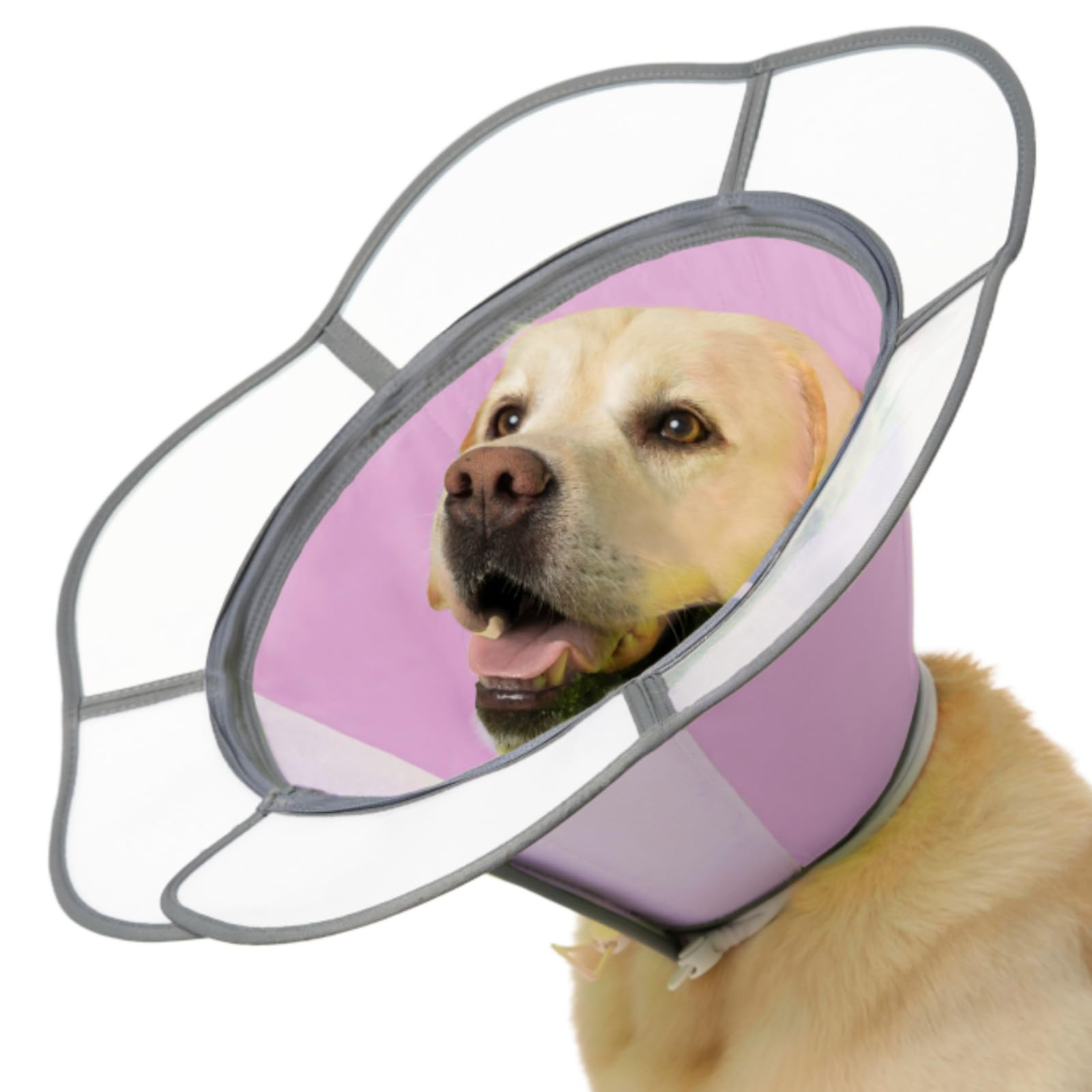 Soft Dog Cone Collar After Surgery Recovery,Adjustable E-Collar with Removable Shield,Lightweight,Breathable Anti-Licking Protective Cone for Large,Medium,Small Pets (Rose Pink, M (Neck:12''-15''))