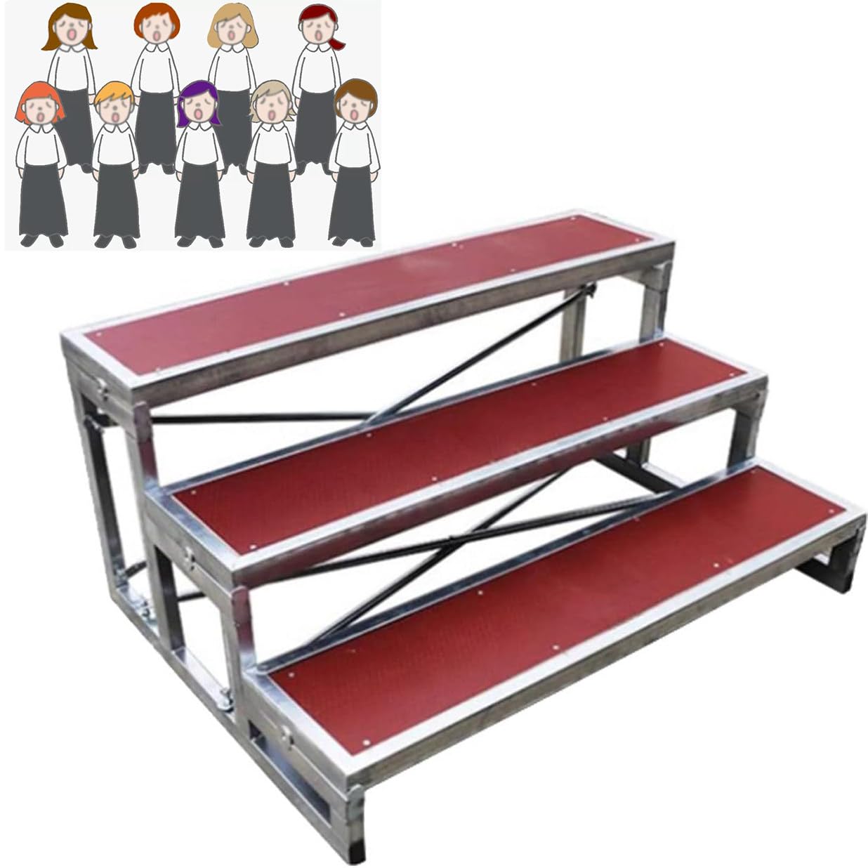 Scalini antiscivolo per coro, piattaforma stabile per canto di gruppo, messa in scena, servizi fotografici, ideale per scuole, cori, raduni