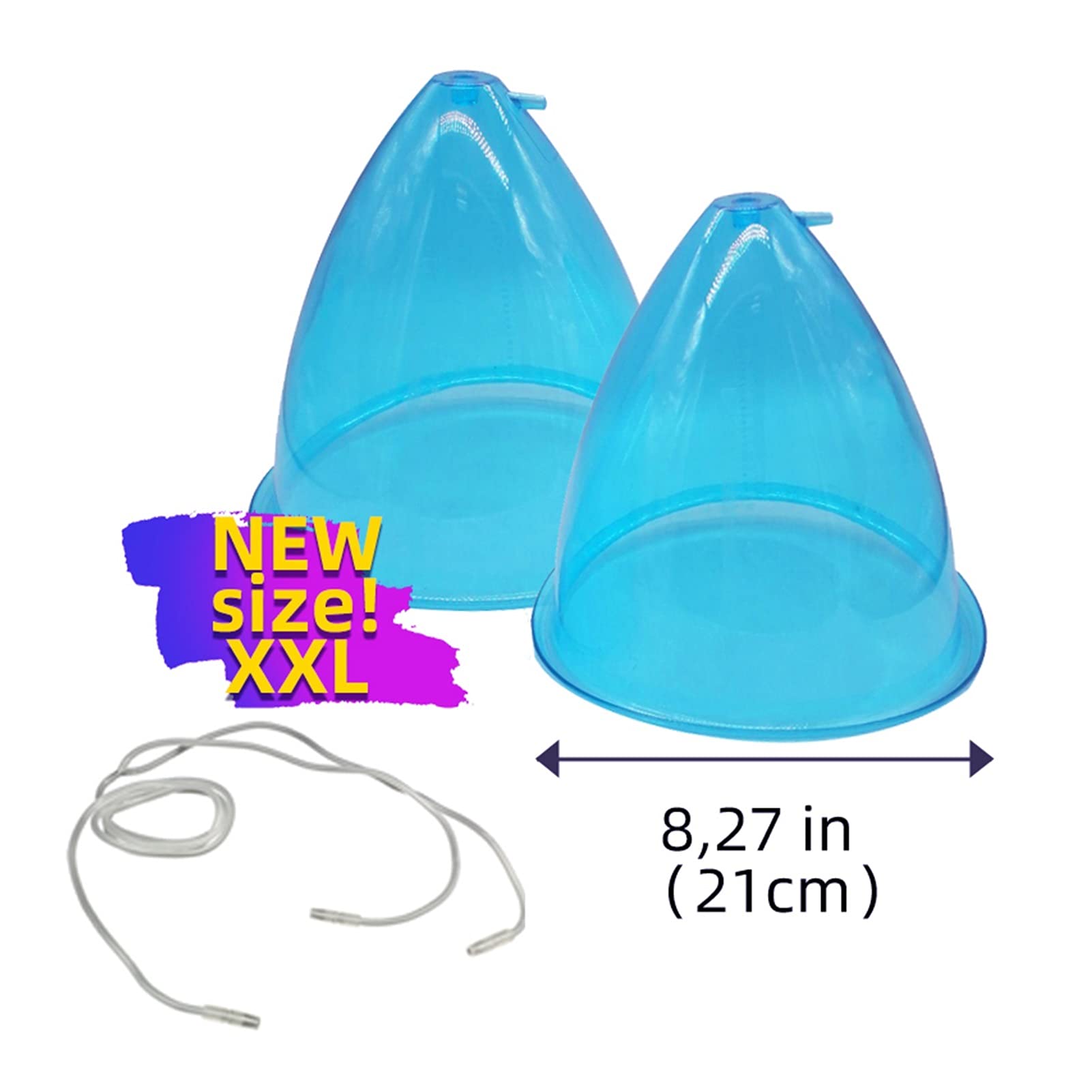 2X 180 ml 8,26 Zoll XXL. Größe Butt Hub-Vakuumbecher mit Röhre für Brust-Saugtherapie-Sex-kolumbianische Hebepumpenbehandlung (Color : Blu)
