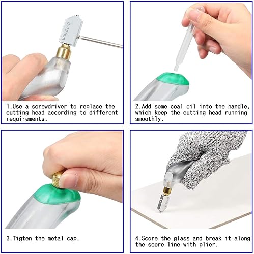 Miniatura 3 de SPEEDWOX Kit de fabricación de mosaicos de 8 pulgadas, juego de cortadores de vidrio de 8 pulgadas, agarre de pistola, juego de cortador de vidrio