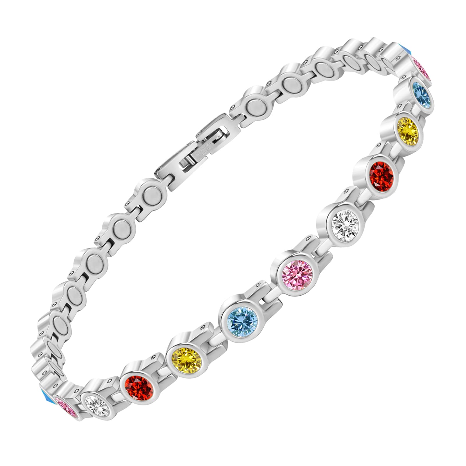 Magnet Fusskette für Damen, Magnetische AAA-Zirkonia-Diamant Fußkette mit Einstellwerkzeug Magnetfeldtherapie für Fußgelenke (3500 Gauss)