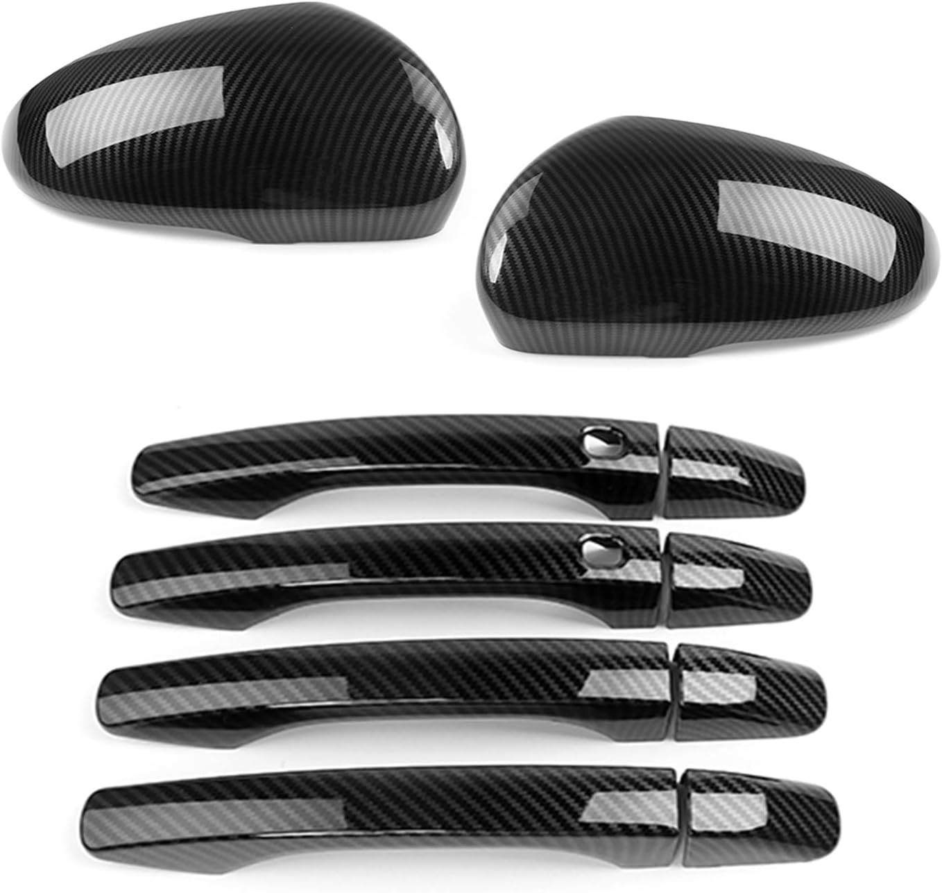 CNAURDA Carbon Fiber ABS Car Exterior Mirror Cover Protective Cap & Door Handle Covers Replace Side Rearview Mirror Trim Accessories Compatible with Kia Cadenza 2017-2020,Pack of 6