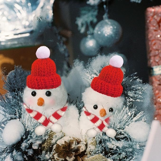 KOMUNJ 10 stuks mini-kerstmutsen, mini gebreide mutsen
