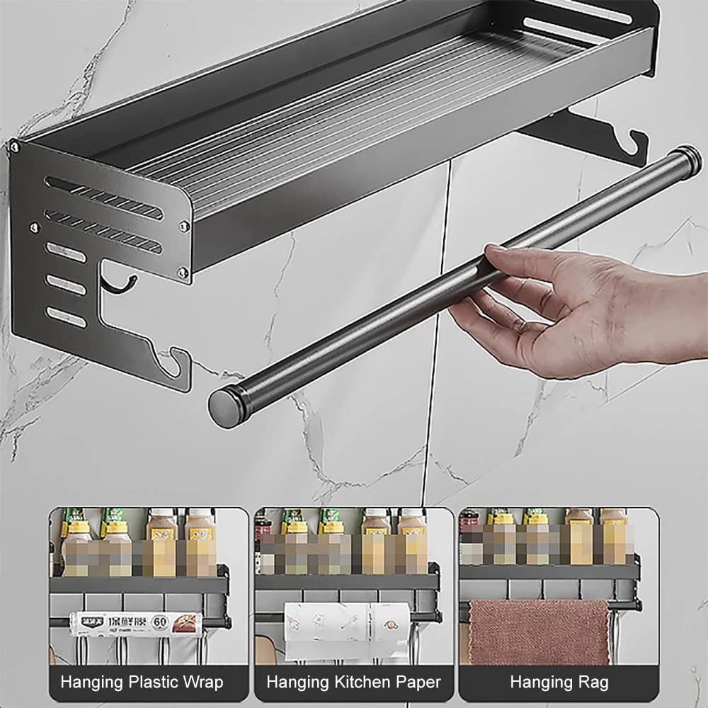 Estante de Especias Estante de Almacenamiento Abierto Estante for Necesidades diarias Accesorios de Almacenamiento multifuncionales montados en la Pared(3-Pack,13.7 * 5.5 * 30cm)