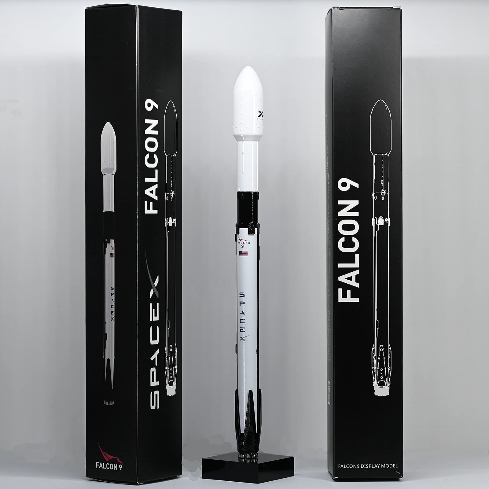 REHOOF Modelo De Cohete De La Serie Falcon Simulación 1: 233 Falcon 9 Y Modelo De Nave Espacial De Cohete Pesado Decoraciones De Escritorio para Entusiastas del Espacio Y Geeks del Espacio