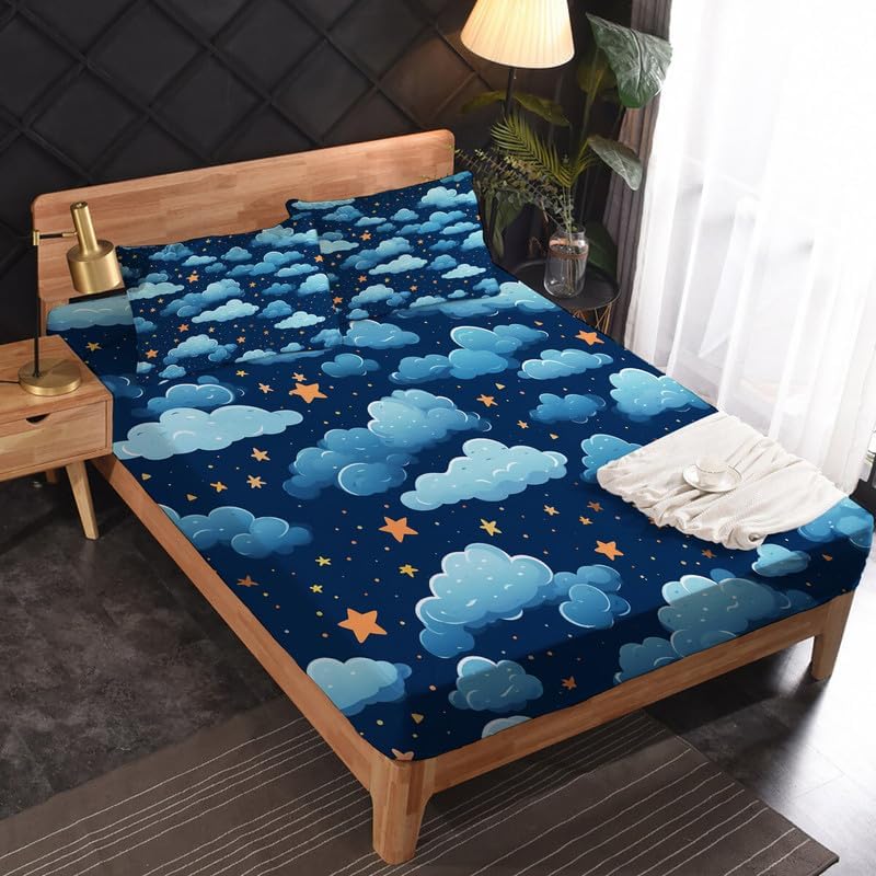 Miniatura 2 de Juego de sábanas Queen  Sábanas de cielo estrellado, sábanas y fundas de almohada, microfibra suave, bolsillo profundo y sin arrugas, 1 sábana
