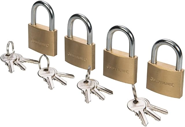 Silverline 675152 Brass Padlock Keyed Alike 4pk 40 mm