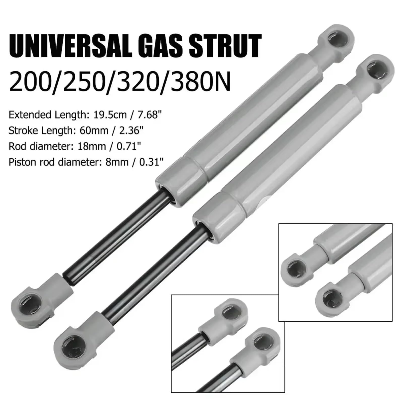 Amortisseur hydraulique Lot De 2 Vérins À Gaz 200-380N 195Mm 8Mm Pour Voiture Tige Support Capot À Ressort Amortisseur Pour Camping-car Lit Fenêtre Bus Caravanes Lot vérins à gaz(200N)