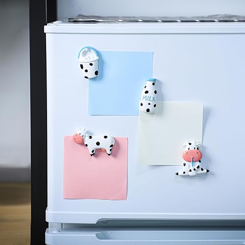 Miniatura 6 de CHOOLD Imanes para refrigerador con diseño de vaca y botella de leche en 3D, imanes de oficina, calendario, pizarra blanca, decoración del hogar
