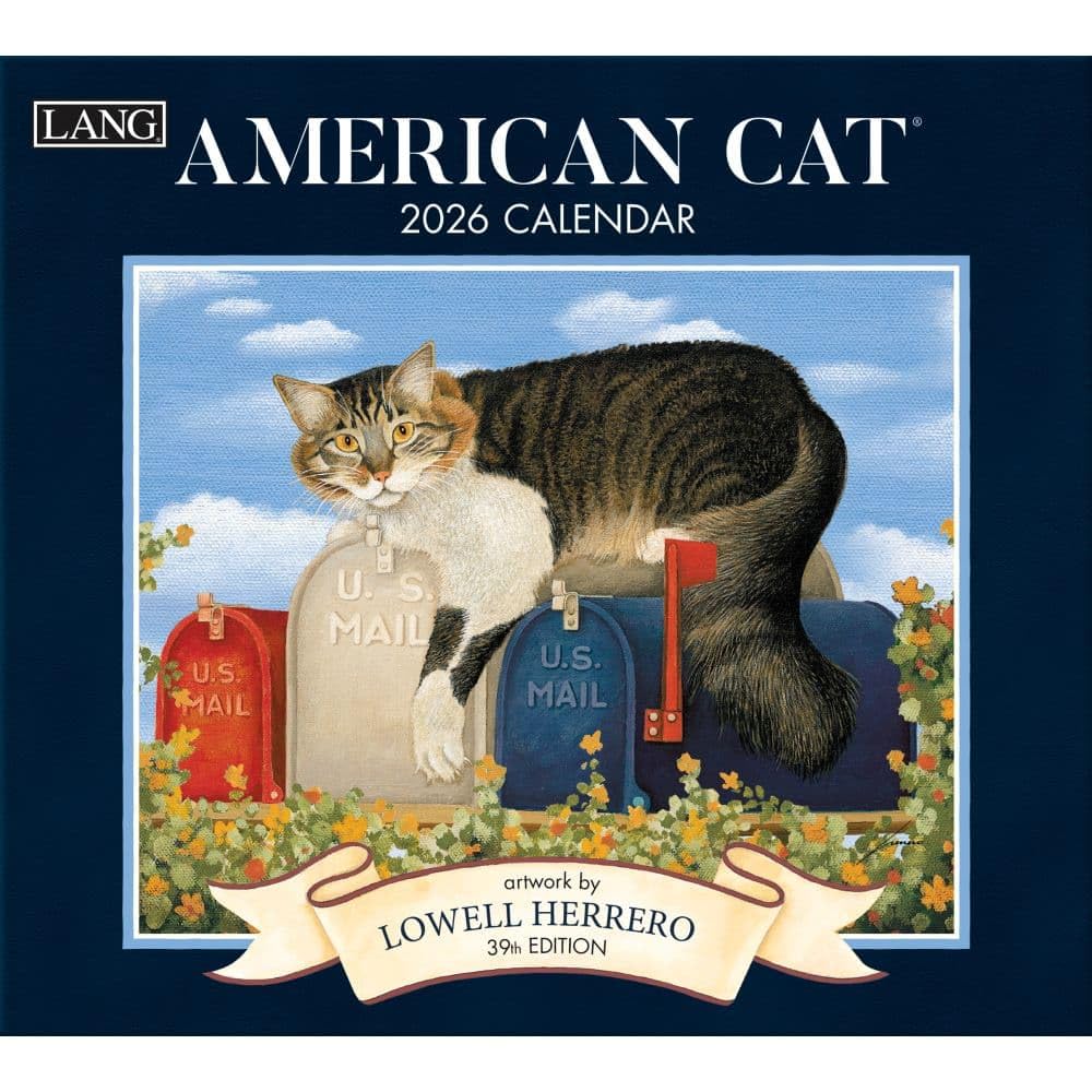 Amazon | Lang American Cat 2026年壁掛けカレンダー - 13.4インチ x