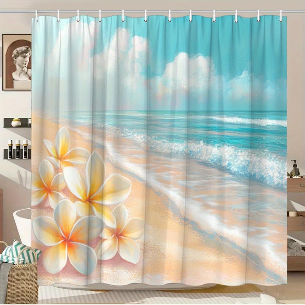 Rideau de douche plage tropicale 140x170 pour stopper les éclaboussures