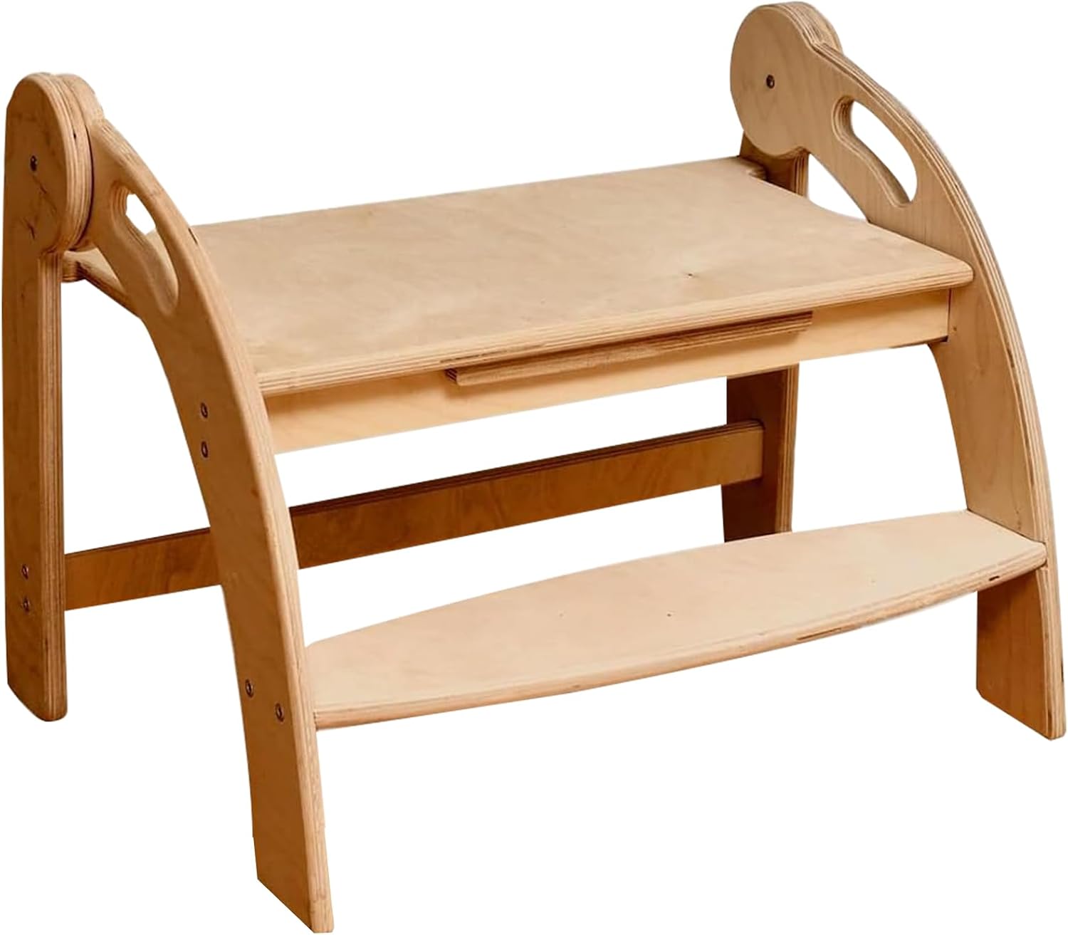 Montessori Step Stool | Wooden Footstool | Foldable Step Stool | Durable & Two Step Footstool | Wooden Children's Chair (Double Stool)