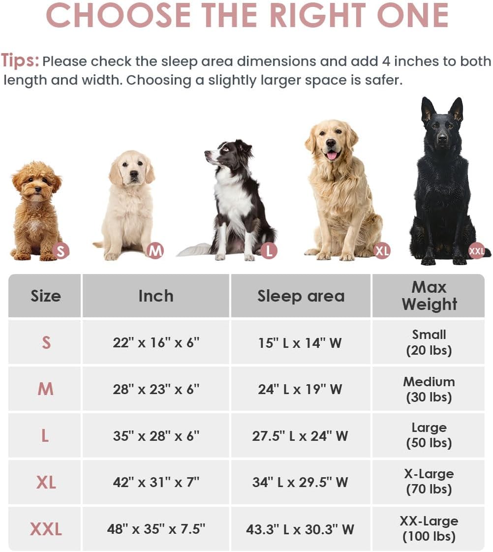 Orthopedic Dog Bed for Large Dogs, Pet Sofa Bed with Egg Crate Foam, 4-Sided Bolster, Removable Washable Cover & Anti-Slip Bottom, Large Pink Plaid