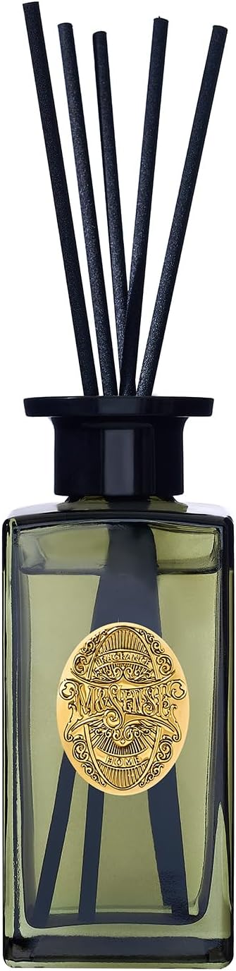 Luxury Reed Diffuser 180ml, Lime Basil Scented with Natural Essential Oils, Long Lasting with 7 Sticks, Non-Toxic Home Fragrance for Bedroom, Bathroom Decor, Elegant Glass Bottle