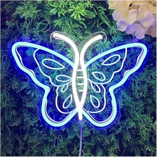 Néon papillon bleu parfait pour illuminer une chambre d'ado et créer un décor cosy