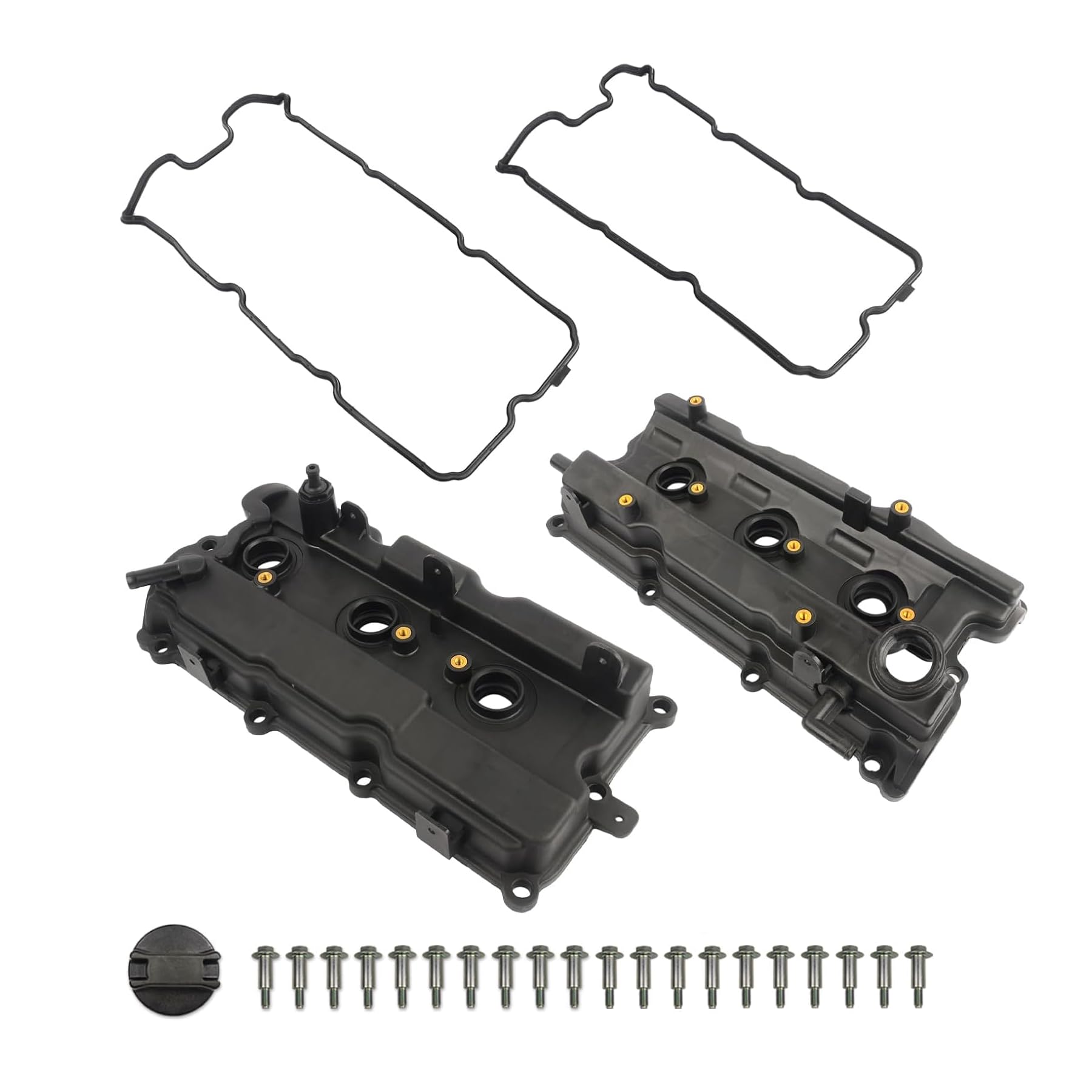 Engine Valve Cover Set with Bolts & Oil Cap & Gaskets Replacement for Nissan Altima 2002-2006/ Maxima 2002-2008/ Murano 2003-2007/ Quest 2004-2009 VQ35DE