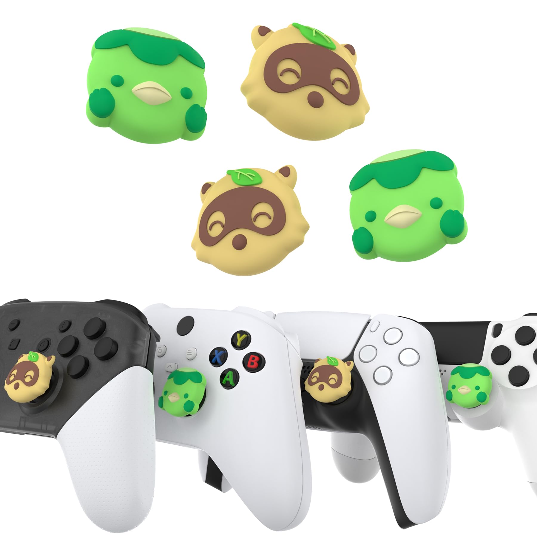 playvital Copri Levette Analogiche Gommini per ps5,per ps4 Joystick,Thumb Grip Caps per Xbox Series/One X S,Switch PRO Controller-Tanuki&Kappa - 3