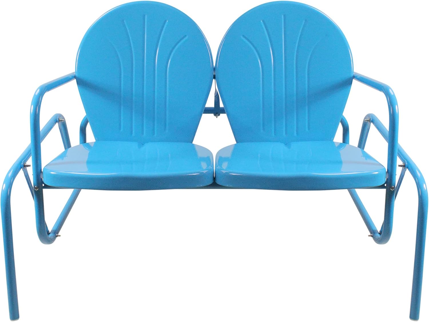 Northlight 2-Person Outdoor Retro Metal Tulip Double Glider Patio Chair, Turquoise Blue