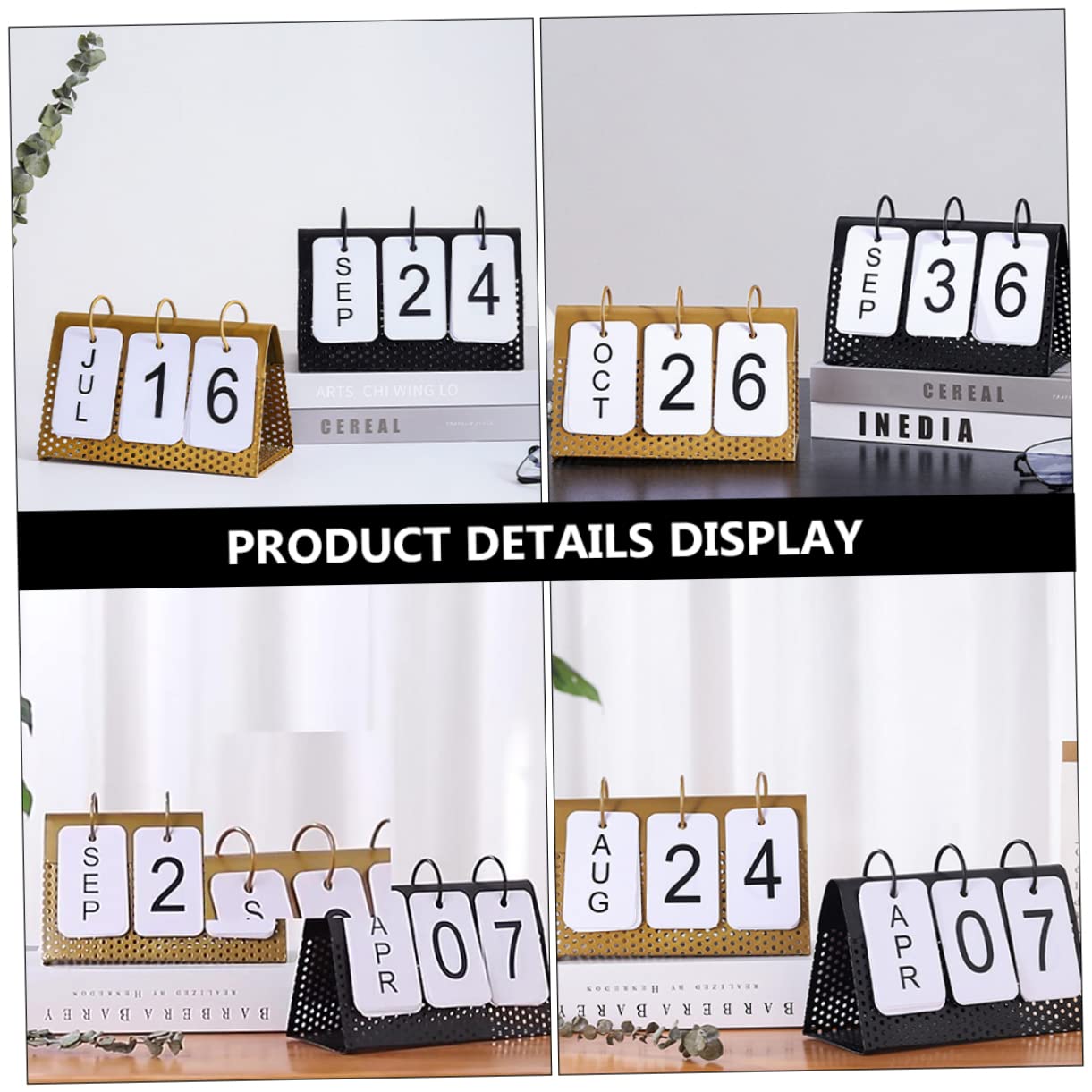 SEWACC 4stücke Tischkalender Metall Stilvoller -kalender Für Schreibtisch Zeitloses Design Für Büro Und Zuhause Monats Und Tagesübersicht Robust Und Elegant Als Fotodeko