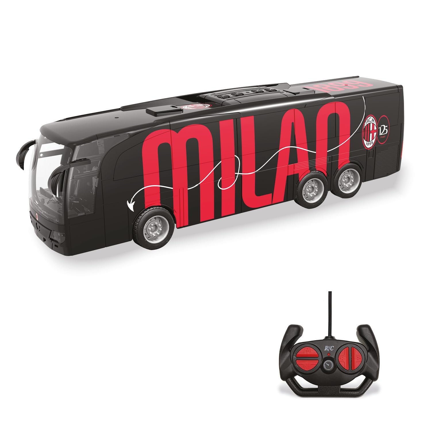 Mondo Bus radiocommandé Milan Motors, Longueur du modèle 33 cm, Piles Rechargeables incluses, Bus pour Enfants 63855