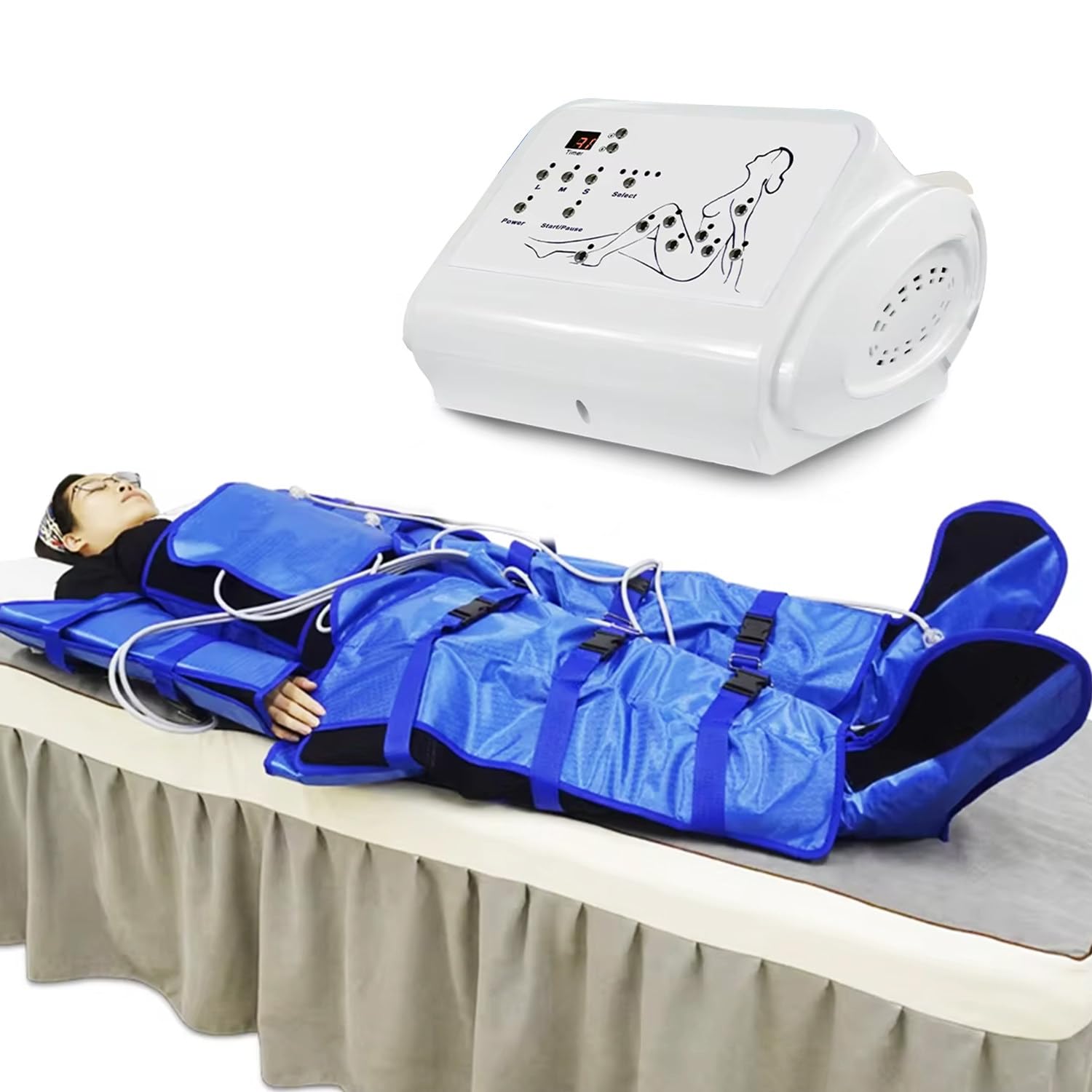Massaggiatore Compressione D'aria 16 Airbag Elettrico Pressoterapia Massagg per Braccio Vita Gambe,D'aria Pressoterapia Linfodrenaggio Con Funzione Di Cronometraggio
