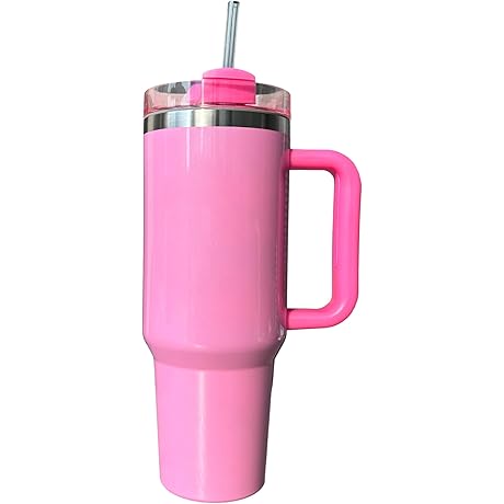 40 oz Bright Pink Tumbler with Handle and Straw Lid: The Ultimate...