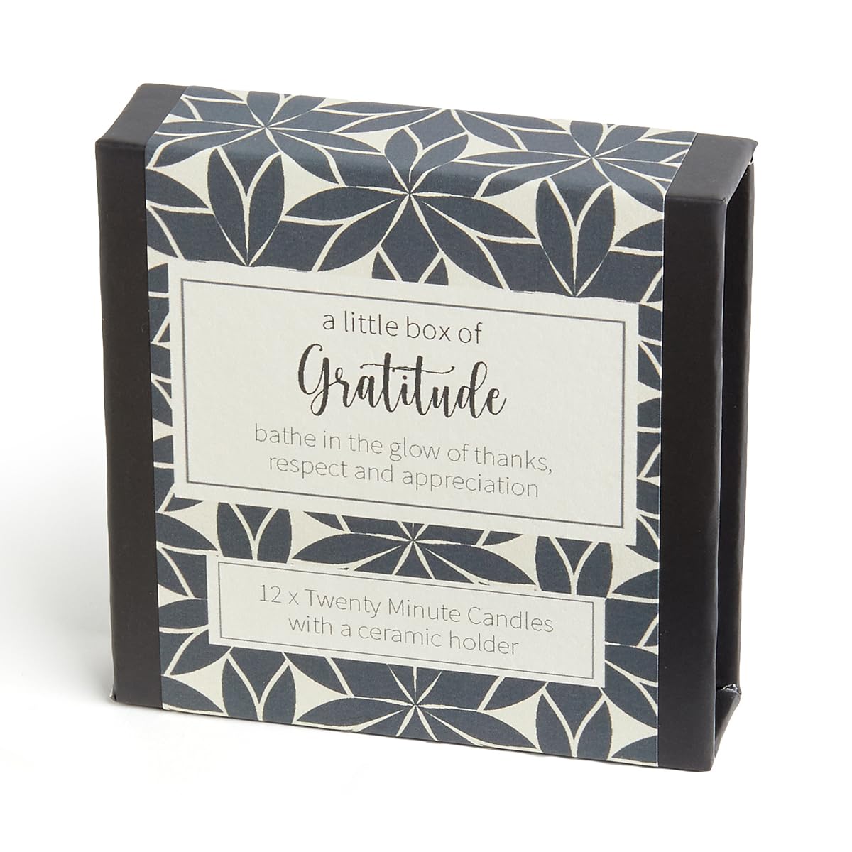 Cotton & Grey Natural A Little Box Of Gratitude (Vintage) By - 12 Pure Beeswax Twenty Minute Candles With Ceramic Holder