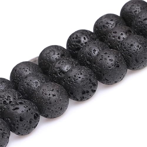 Miniatura 3 de JOE FOREMAN Cuentas redondas de roca de lava de 0.630 in para hacer joyas, piedras preciosas naturales y cuentas de cristal, semipreciosas de 15
