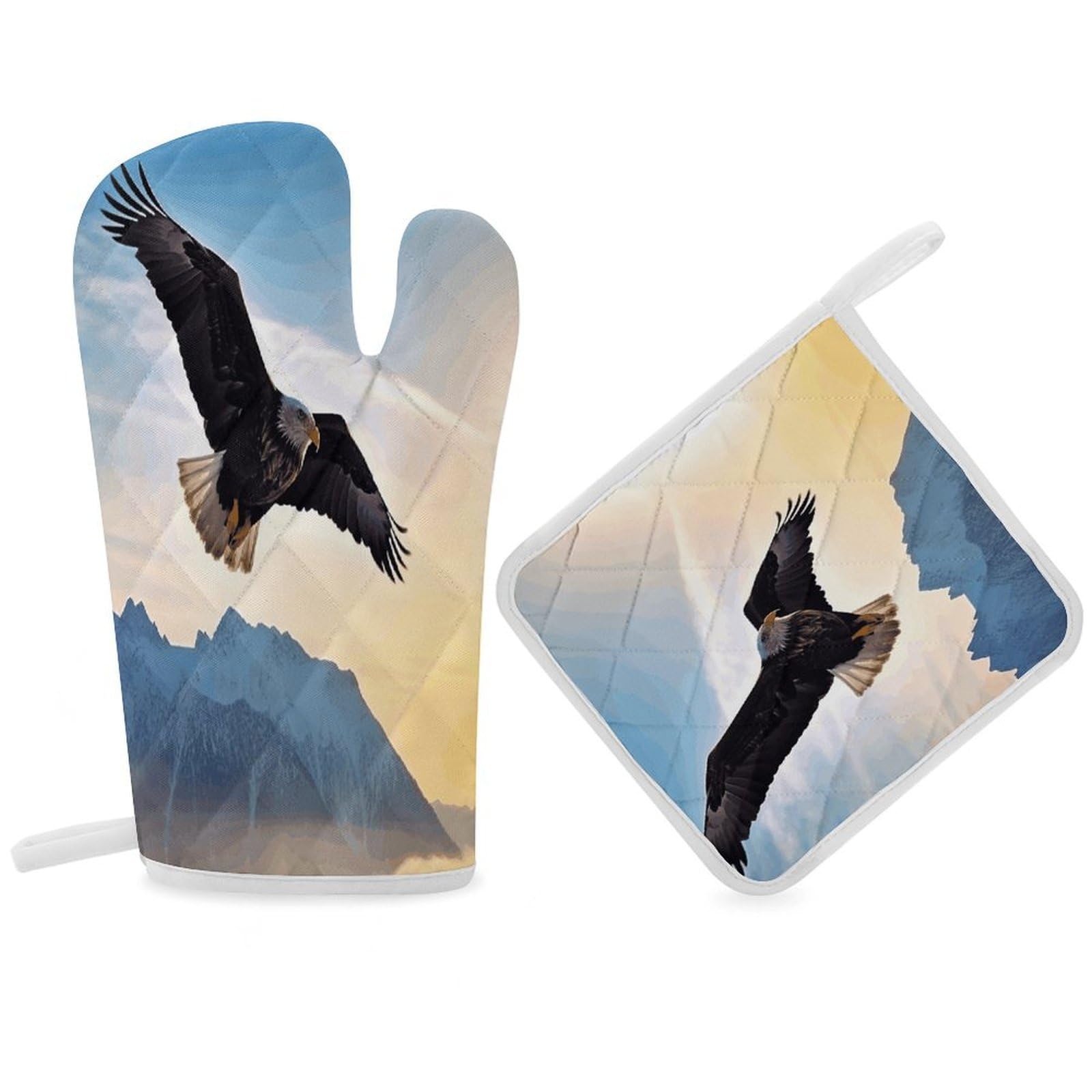Fodpand Women's Style Eagle Mountains Oven Mitts And Pot Holders Sets,Oven Gloves For Kitchen Oven Mitts And Potholders For Baking Cooking Grilling Apartment Essentials