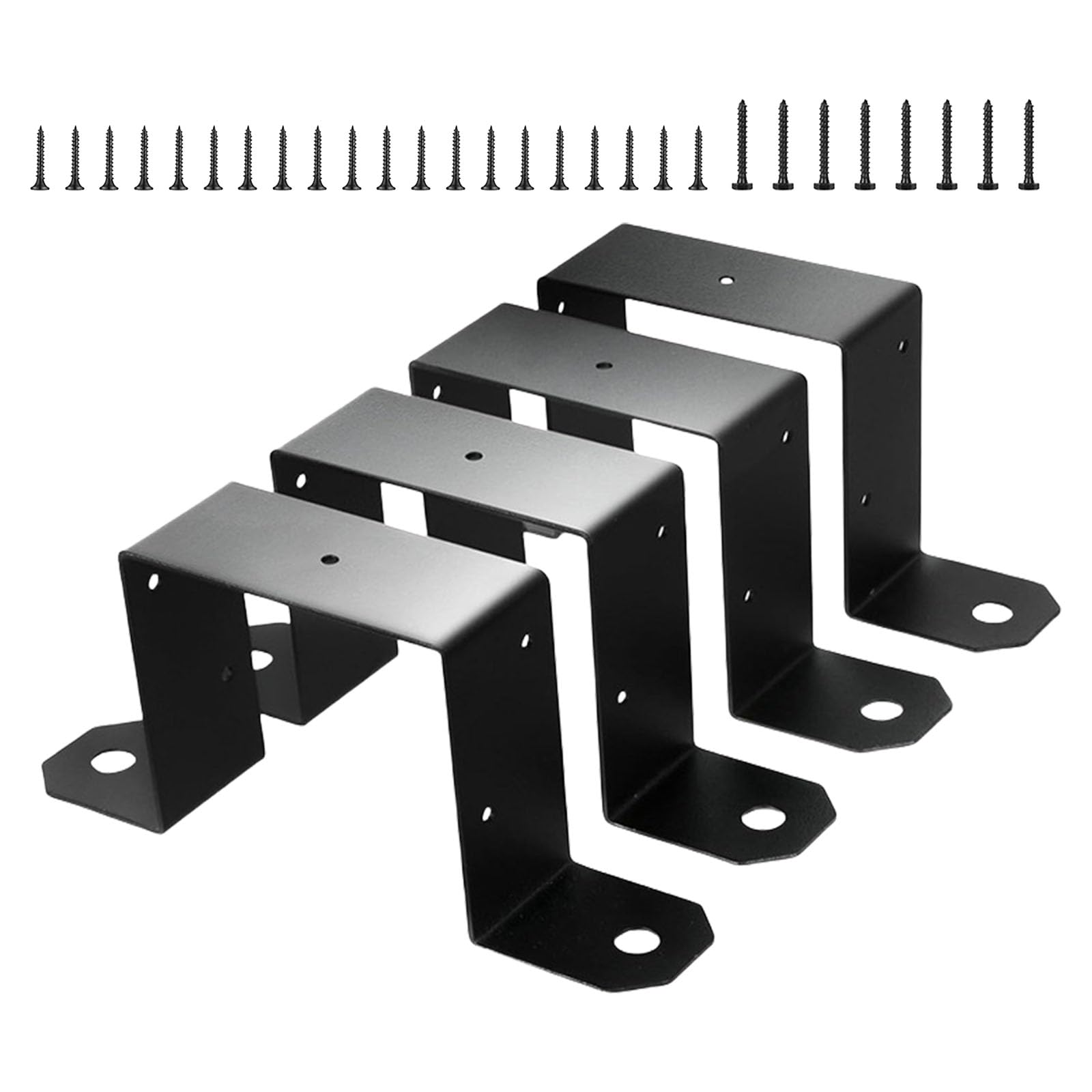 Apglsxy Multicolor 4Pcs Effective Deck Fence Brackets For 4X4inch Wood Post Beams With Black Coating For Efficient Structure Fence Post Ties