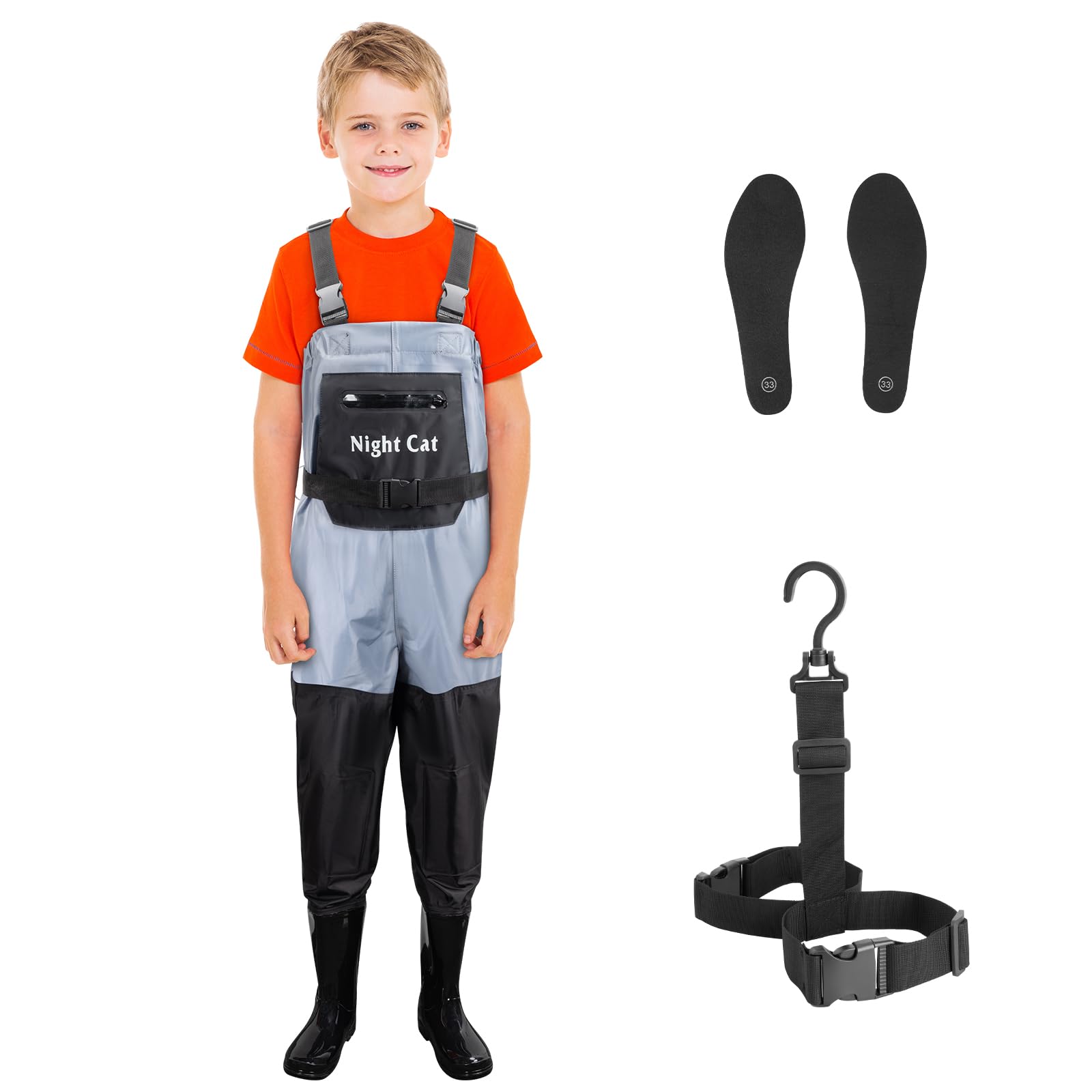 Night Cat Waders Pêche Enfants Cuissardes Peche Garçons Imperméable Respirant PVC Bottes