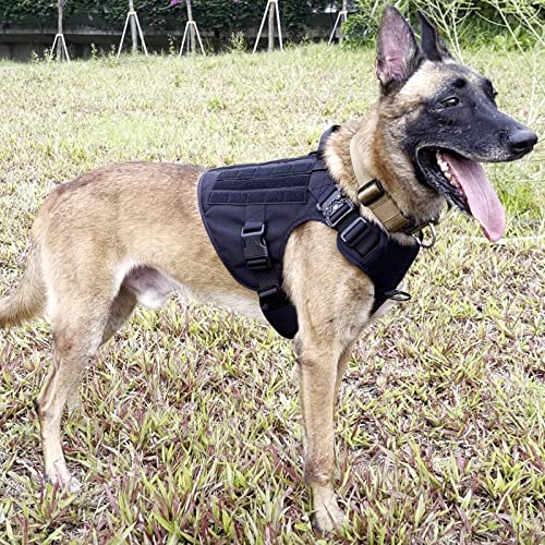 Icefang Tactical Dog Harness,X-Large Size, 2X Metal Buckle,Working Dog Molle Vest With Handle,No Pulling Front Leash Clip,Hook And Loop Panel #TOP1