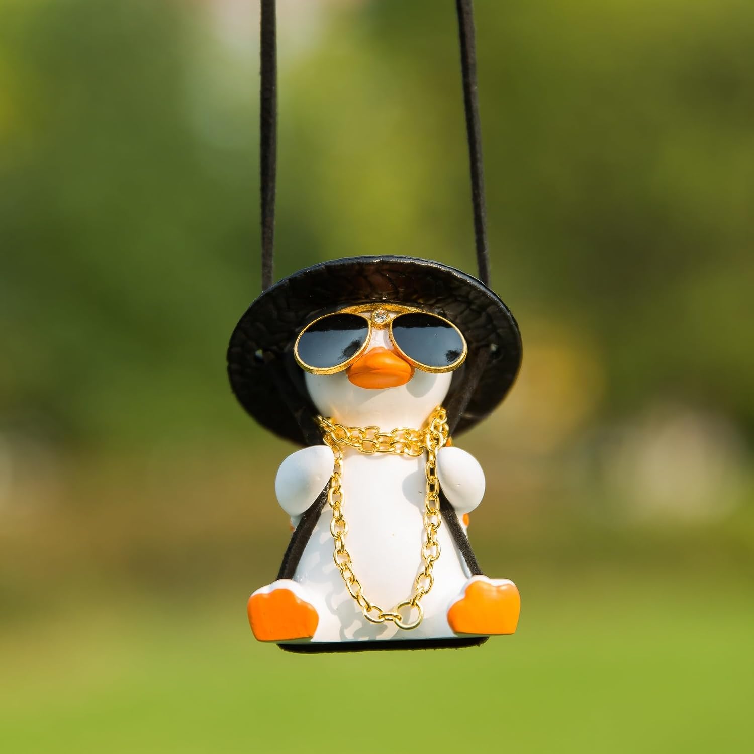 Car Accessories - Swing Duck Hanging Ornament, Cute Cartoon Duck with Plush & Bead Design, Playful Kids’ Car Decor for Rearview Mirror, All-Season Fun Gift (Backpack (Orange))