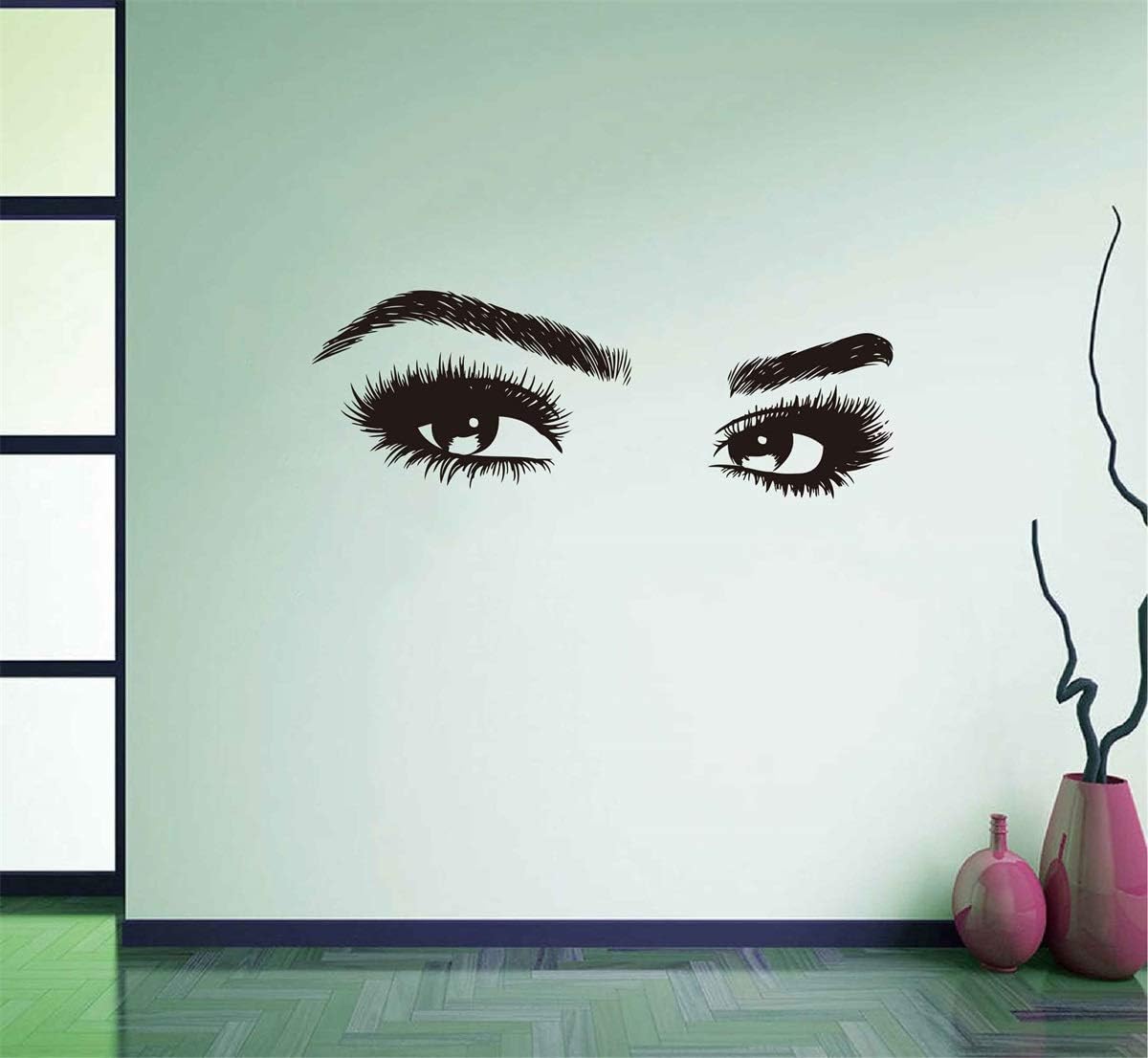 42.5X15.3inches Beauty Salon Eyelashes Quote Eyebrow Wall Decor Stickers Make Up Eye Store Home Decoration Murals (LC464 Black)