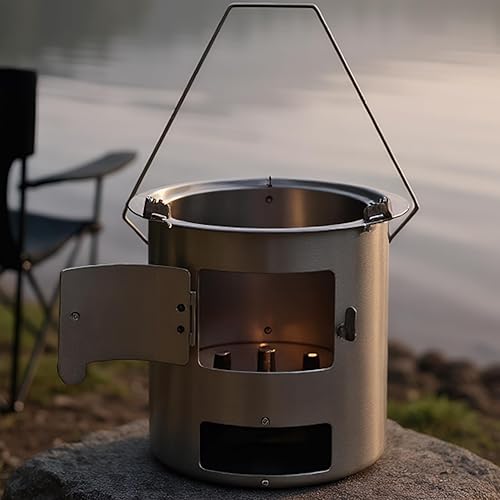 Miniatura 3 de Outdoor Wood Stove  Lightweight Picnic Burner with Handle - Camp Stove with Grill Grate and Gloves  for Outdoor Backpacking Hiking Cooking