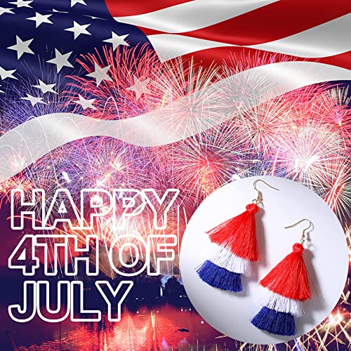 Poptopping Red White Blue Tassel Dangle Earrings Independence Day Earrings For Women Patriotic Earrings 4Th Of July Earrings For Teen Girls #TOP3