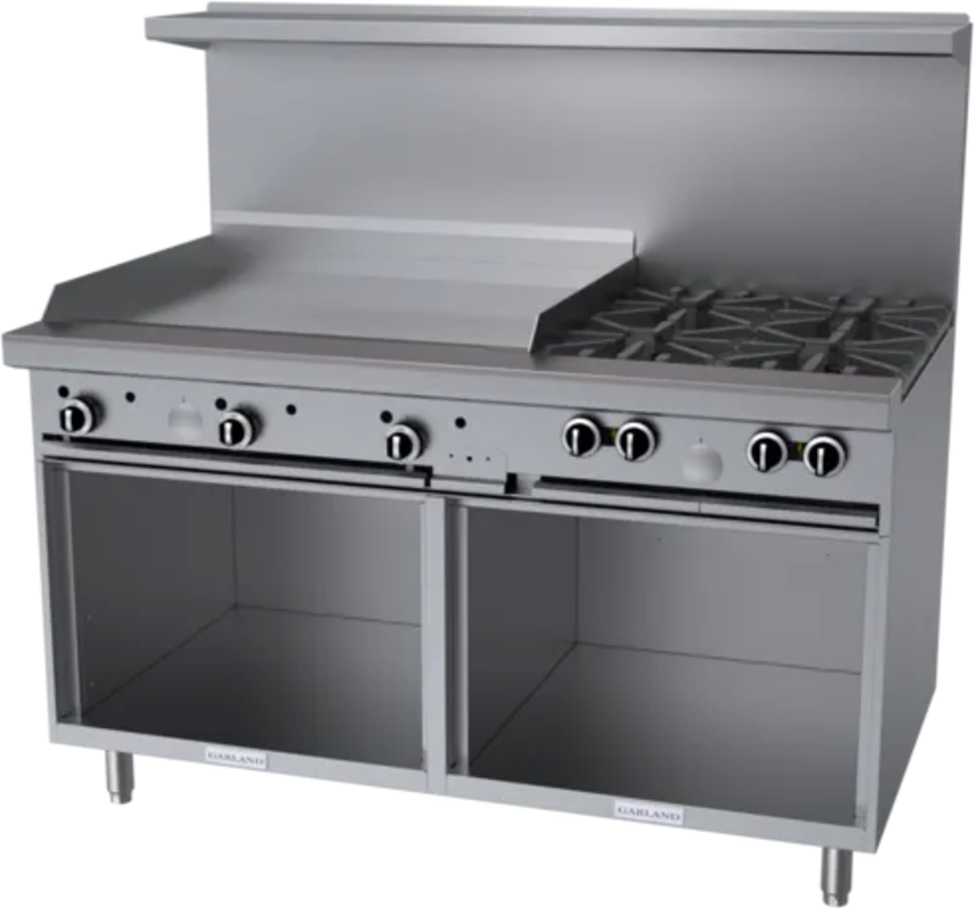 G Starfire Pro Series Gas Restaurant Range 60"W with (4) by Garland – 6.3 cubic_feet, Iron, Stainless-Steel, Model G60-4G36SS