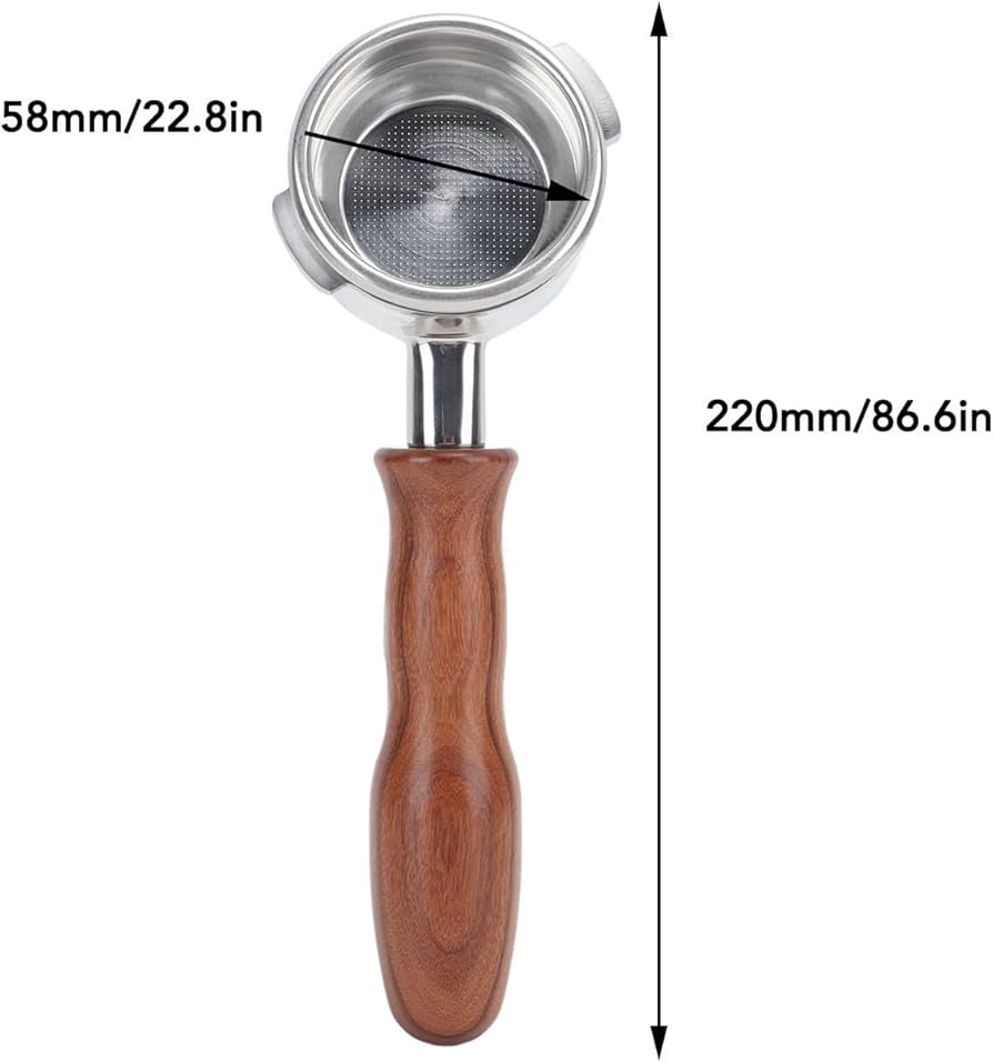 Amazon | 58mm エスプレッソ ボトムレス ポルタフィルター 3 耳付き