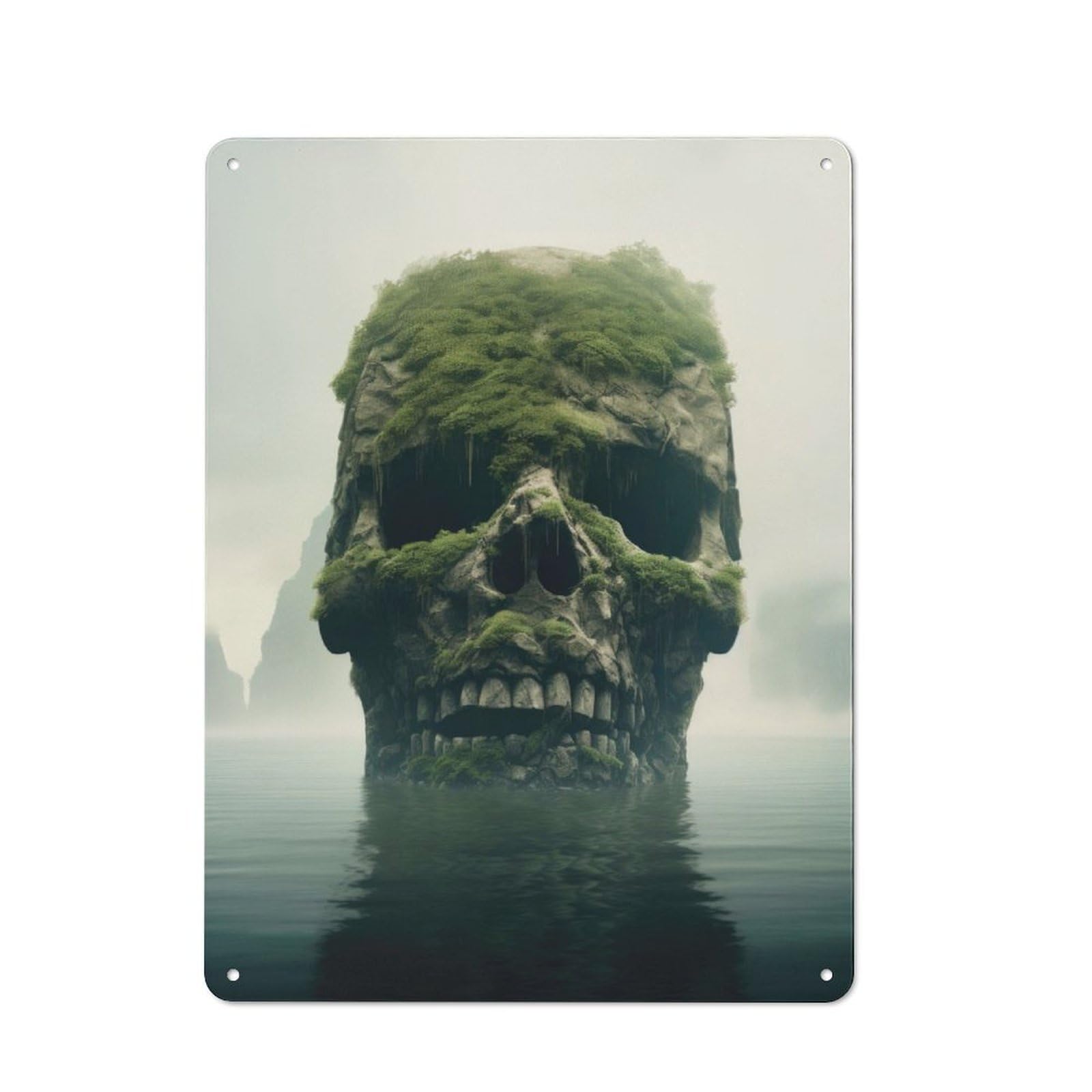 Junmoney Giant Skull In The Water Rustic Metal Sign 40X30cm Featuring For Living Room Wall, For Vintage Wall Decor Fans, For Metal Sign Collectors