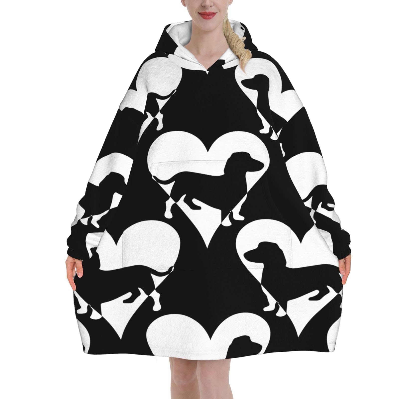 Dachshund Sausage Dogs Blanket Hoodies For Women And Men Adult Oversize Wearable Blanket Hoodies For Soft And Warm