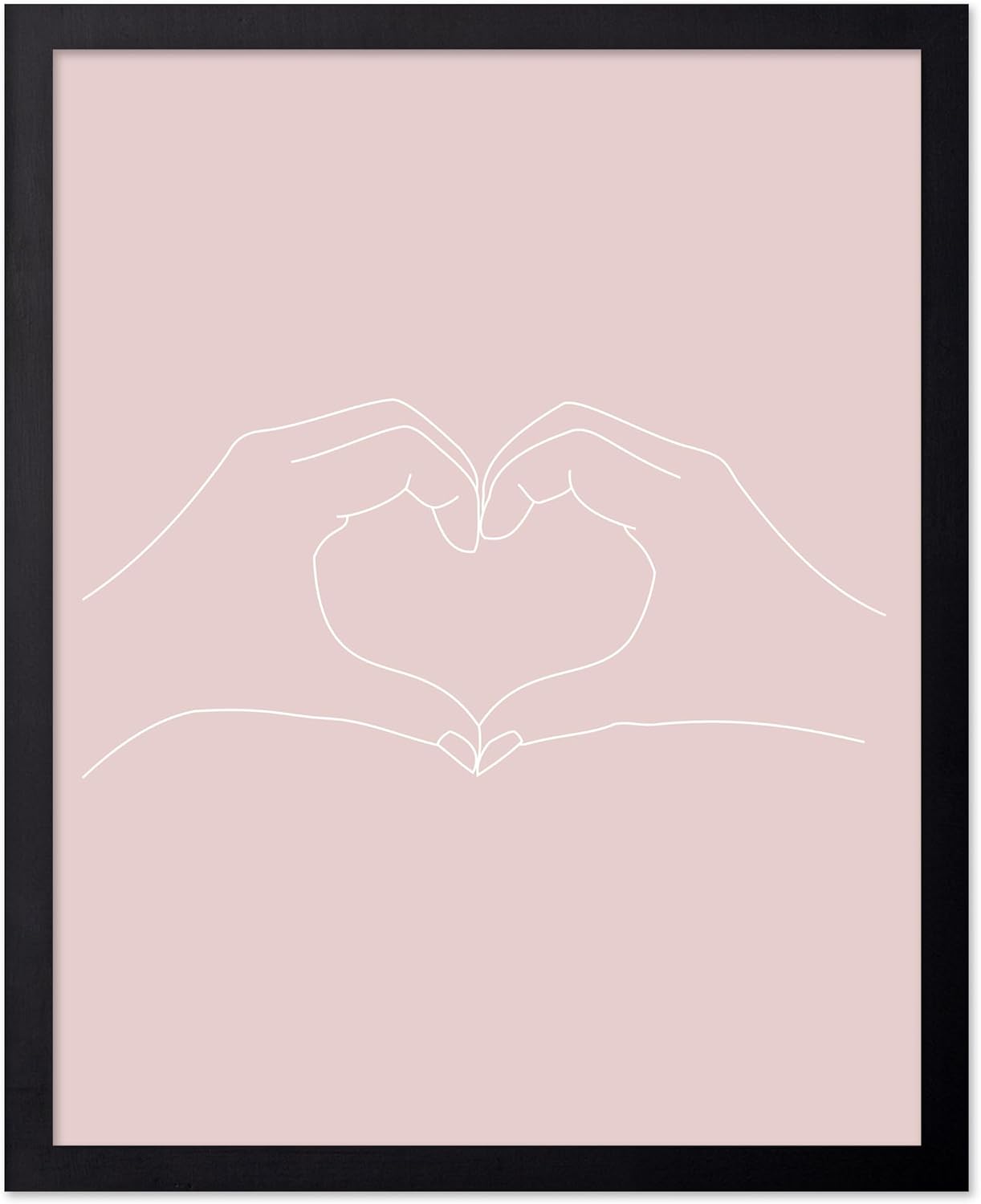 Poster Master Two Hands Making a Heart Poster - One Line Heart Print - Drawing & Valentine's Day Art - Love Design - Romantic Living Room or Bedroom Wall Decor - 8x10 UNFRAMED Wall Print